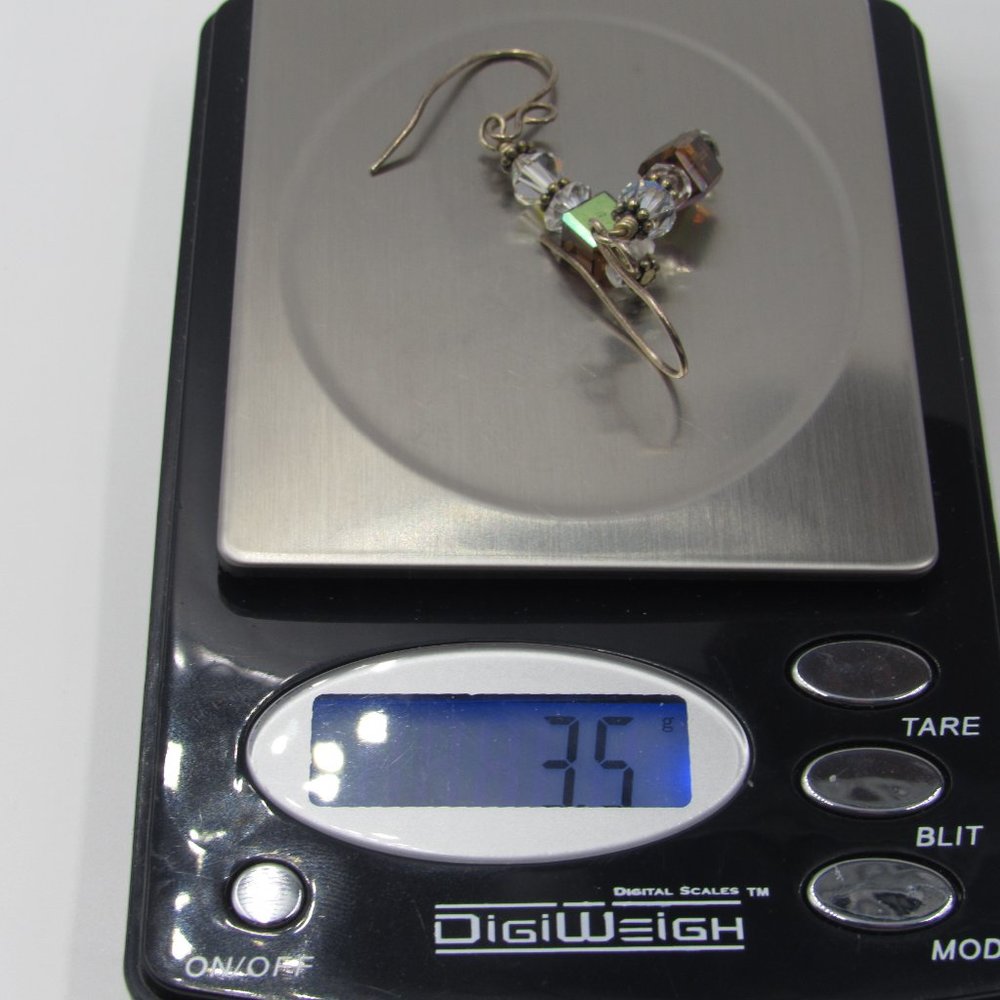 Sterling Silver Simple Crystal Dangle Earrings - image 5